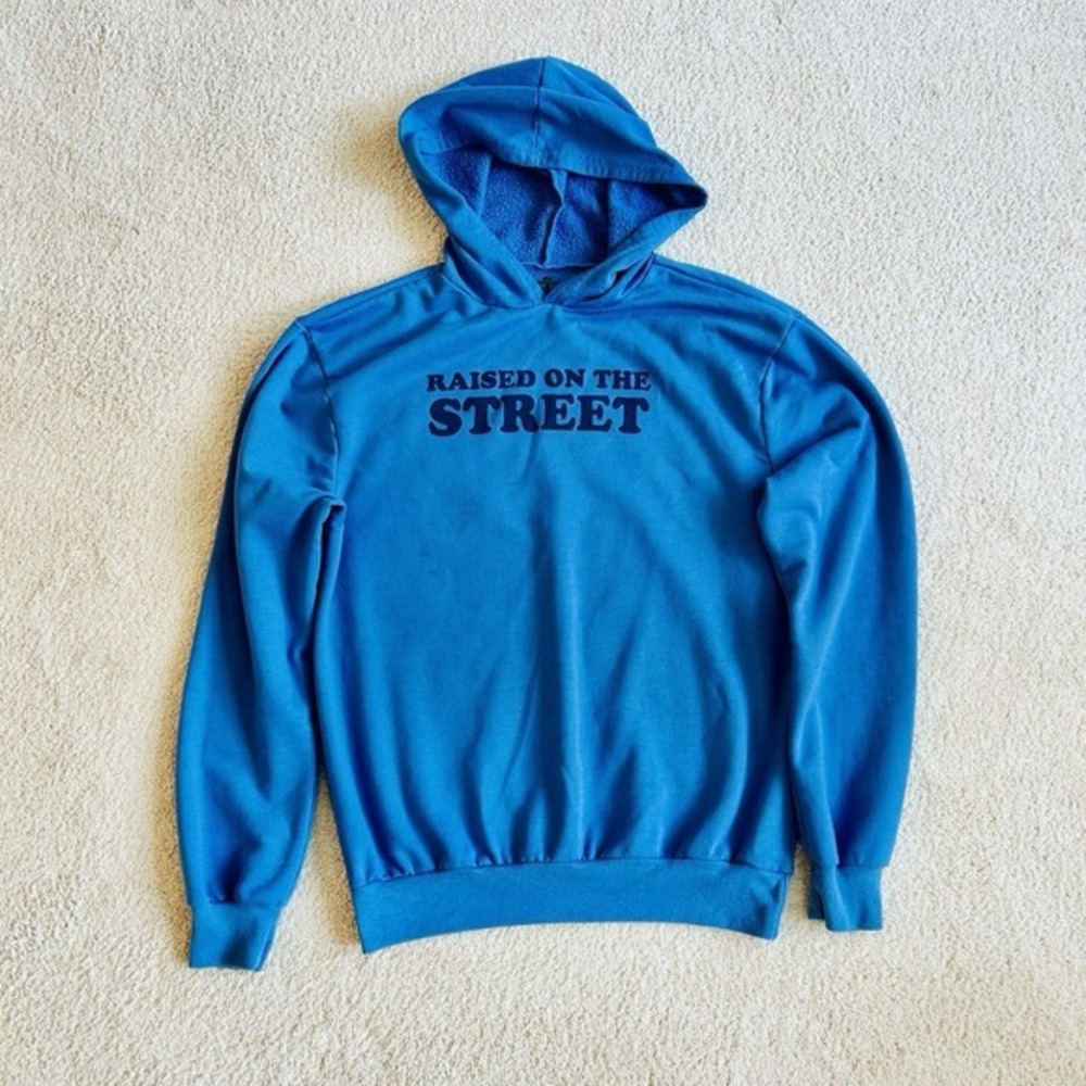 Sesame Street Adult Raised On The Street Pullover Hoodie Size‎ Small Blue
